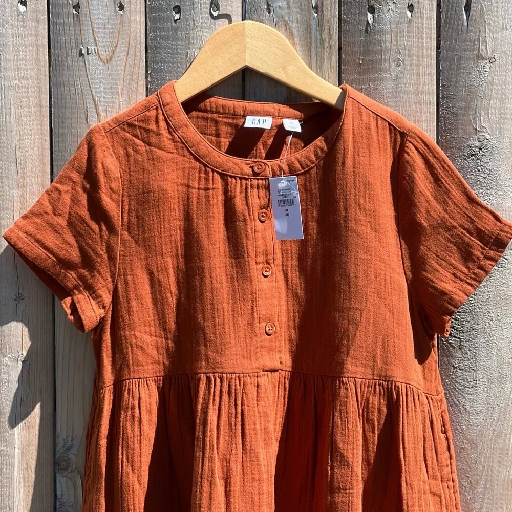 Gap Kids Crinkle Gauze Tiered Shirt Dress NWT